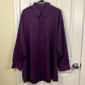 Pre-Owned Stacy Adams Men Purple Striped Button Up Long Sleeve Collar Shirt, XXL